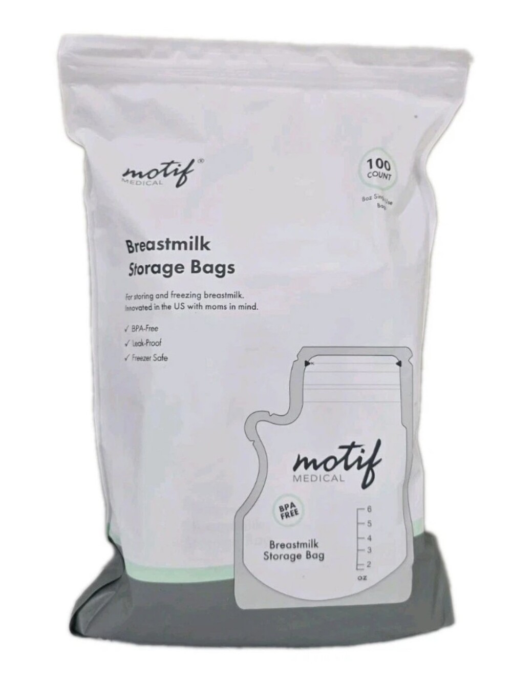 new MOTIF Breast Milk Storage Bags 100ct Leak Proof Freezer Safe BPA Free